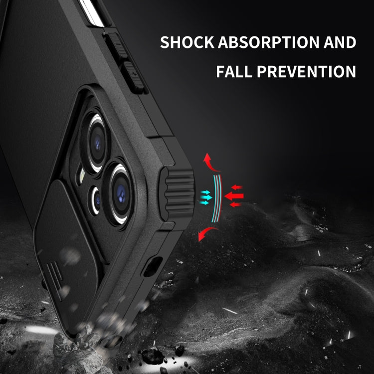 For Xiaomi Redmi Note 12 5G / Poco X5 Stereoscopic Holder Sliding Camshield Phone Case(Black)