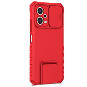 For Xiaomi Redmi Note 12 5G / Poco X5 Stereoscopic Holder Sliding Camshield Phone Case(Red)