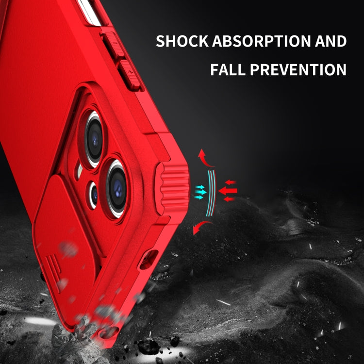 For Xiaomi Redmi Note 12 5G / Poco X5 Stereoscopic Holder Sliding Camshield Phone Case(Red)