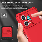 For Xiaomi Redmi Note 12 5G / Poco X5 Stereoscopic Holder Sliding Camshield Phone Case(Red)