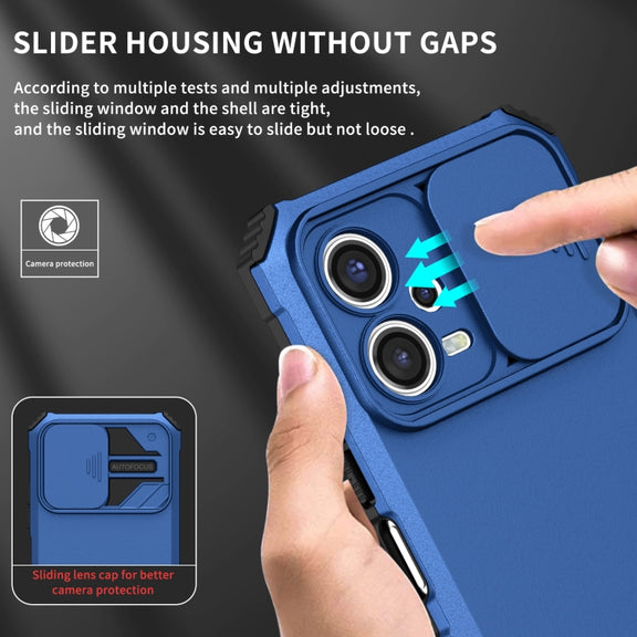 For Xiaomi Redmi Note 12 5G / Poco X5 Stereoscopic Holder Sliding Camshield Phone Case(Blue)