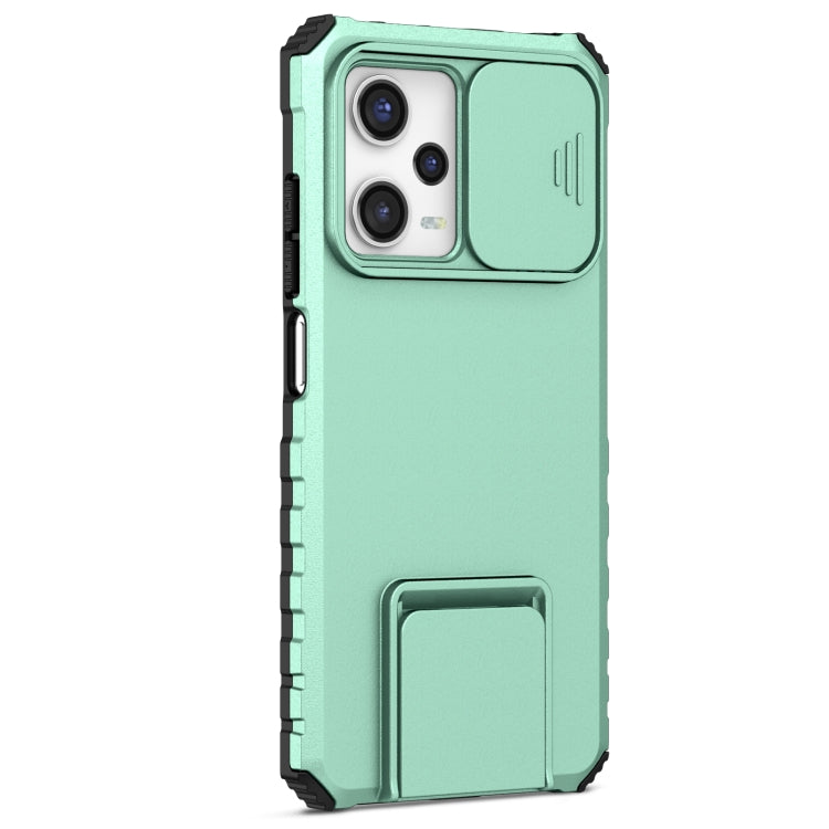 For Xiaomi Redmi Note 12 Pro 5G / Poco X5 Pro Stereoscopic Holder Sliding Camshield Phone Case(Light Blue)