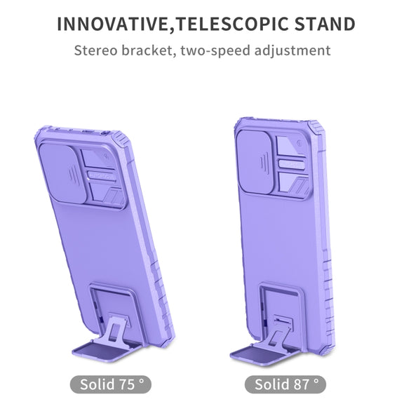 For Xiaomi Redmi Note 12 Pro 5G / Poco X5 Pro Stereoscopic Holder Sliding Camshield Phone Case(Purple)
