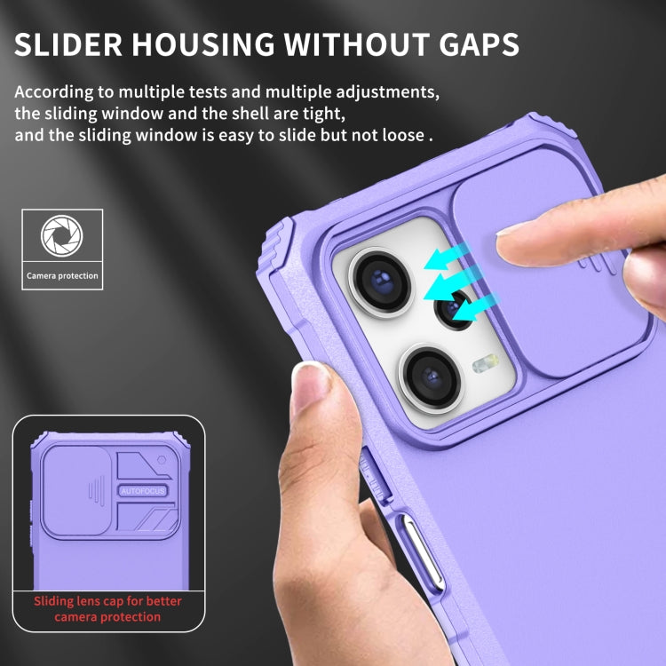 For Xiaomi Redmi Note 12 Pro 5G / Poco X5 Pro Stereoscopic Holder Sliding Camshield Phone Case(Purple)