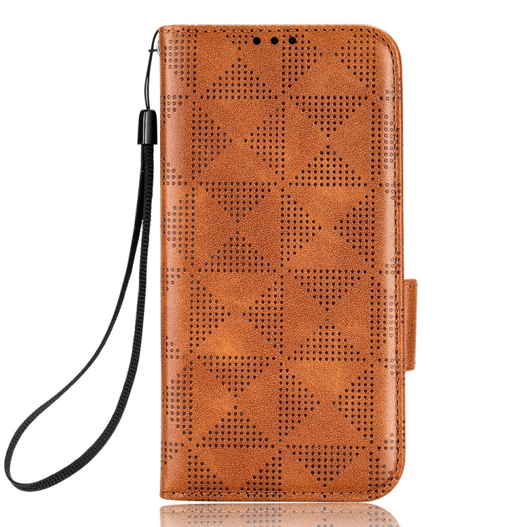 For Xiaomi Redmi Note 12 4G Global Symmetrical Triangle Leather Phone Case(Brown)