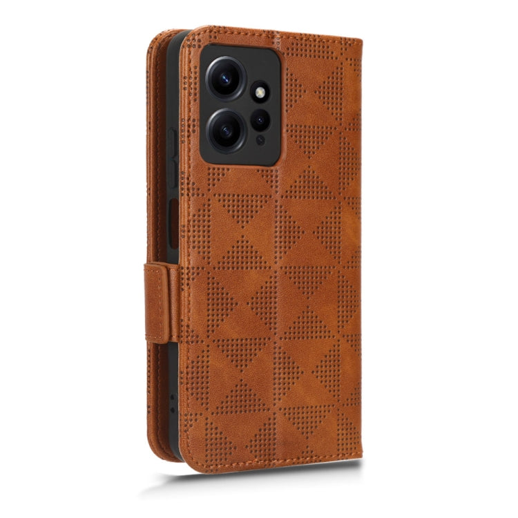 For Xiaomi Redmi Note 12 4G Global Symmetrical Triangle Leather Phone Case(Brown)