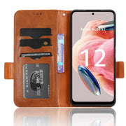 For Xiaomi Redmi Note 12 4G Global Symmetrical Triangle Leather Phone Case(Brown)