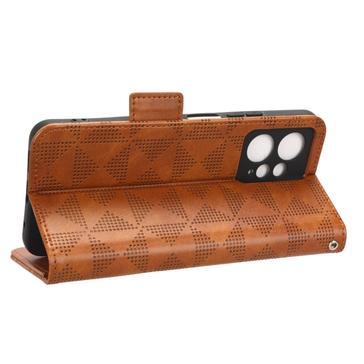 For Xiaomi Redmi Note 12 4G Global Symmetrical Triangle Leather Phone Case(Brown)