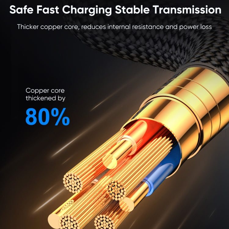 JOYROOM S-AC066A16 6A USB to USB-C / Type-C Digital Display Fast Charging Data Cable, Length:1.2m(Black)