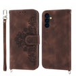 For Samsung Galaxy A24 4G Global Skin-feel Flowers Embossed Wallet Leather Phone Case(Brown) - free shipping - PMC TechLife - Order now!