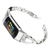For Fitbit Charge 2 Diamond Metal Watch Band(Silver)