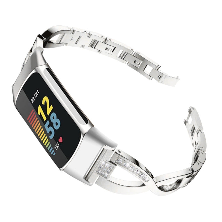 For Fitbit Charge 2 Diamond Metal Watch Band(Silver)