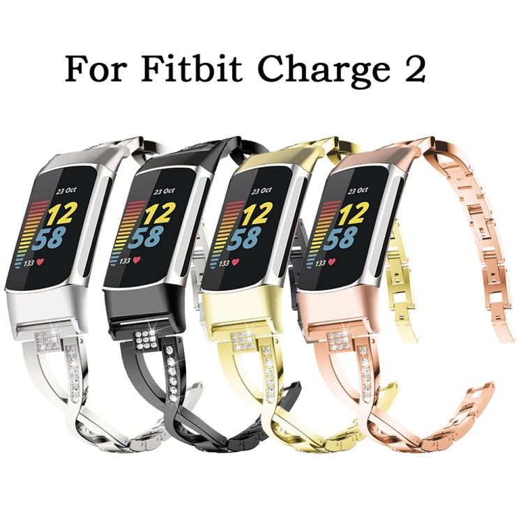 For Fitbit Charge 2 Diamond Metal Watch Band(Silver)