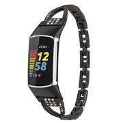For Fitbit Charge 5 Diamond Metal Watch Band(Black)