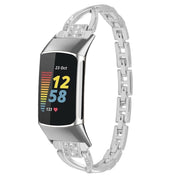 For Fitbit Charge 3 / 4 Diamond Metal Watch Band(Silver)