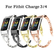 For Fitbit Charge 3 / 4 Diamond Metal Watch Band(Silver)