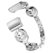 For Fitbit Charge 5 Sun Moon Star Diamond Metal Watch Band(Silver)