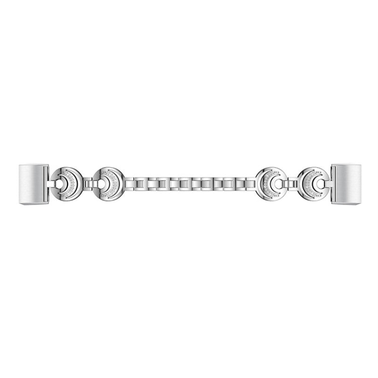 For Fitbit Charge 5 Sun Moon Star Diamond Metal Watch Band(Silver)
