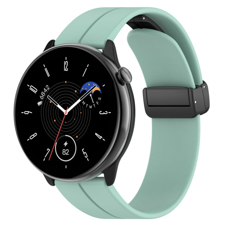 For Amazfit GTR Mini Magnetic Fold Clasp Black Buckle Silicone Watch Band(Teal)