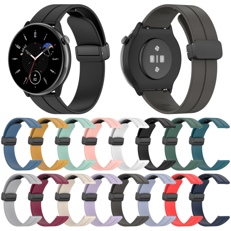 For Amazfit GTR Mini Magnetic Fold Clasp Black Buckle Silicone Watch Band(Dark Green)