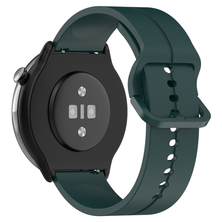 For Amazfit GTR Mini 20mm Flat Head Groove Reverse Buckle Silicone Watch Band(Dark Green)