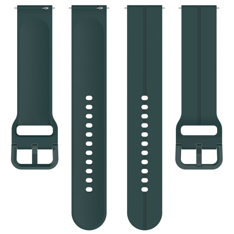 For Amazfit GTR Mini 20mm Flat Head Groove Reverse Buckle Silicone Watch Band(Dark Green)