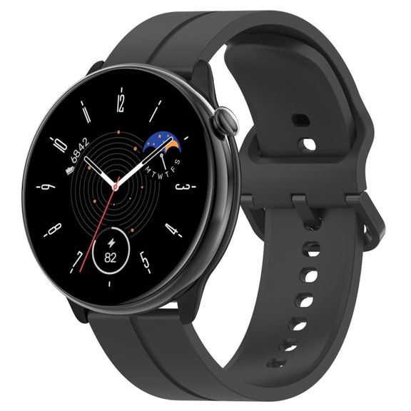 For Amazfit GTR Mini 20mm Flat Head Groove Reverse Buckle Silicone Watch Band(Dark Grey)