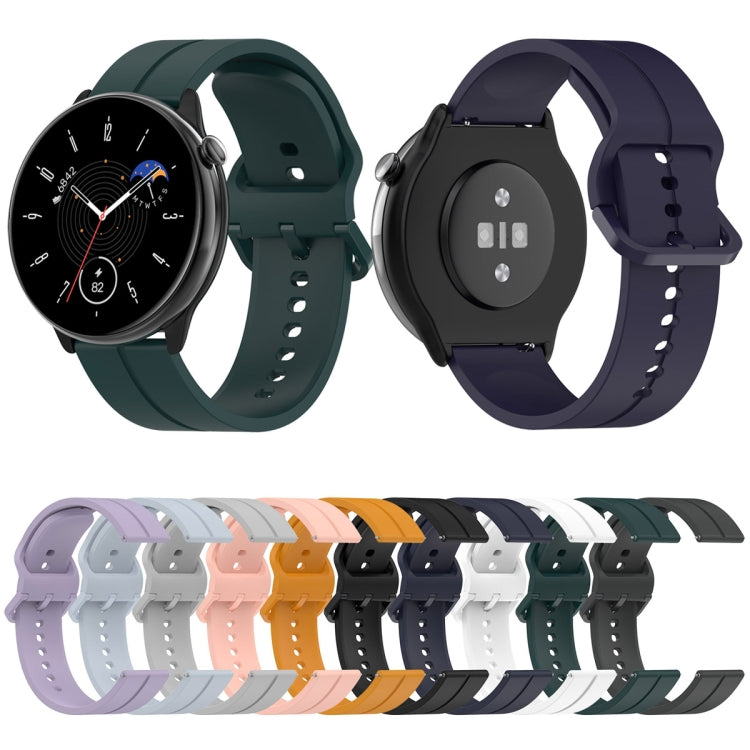 For Amazfit GTR Mini 20mm Flat Head Groove Reverse Buckle Silicone Watch Band(Dark Grey)
