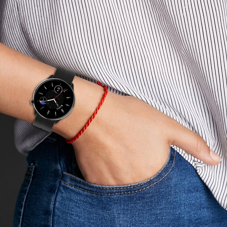 For Amazfit GTR Mini 20mm Flat Head Groove Reverse Buckle Silicone Watch Band(Dark Grey)