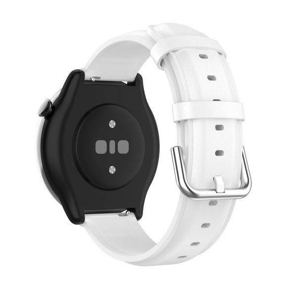 For Amazfit GTR Mini Round Tail Genuine Leather Watch Band(White)