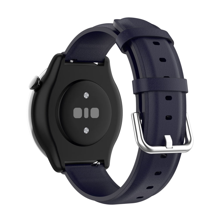 For Amazfit GTR Mini Round Tail Genuine Leather Watch Band(Navy Blue)