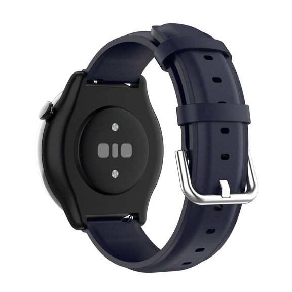For Amazfit GTR Mini Round Tail Genuine Leather Watch Band(Navy Blue)