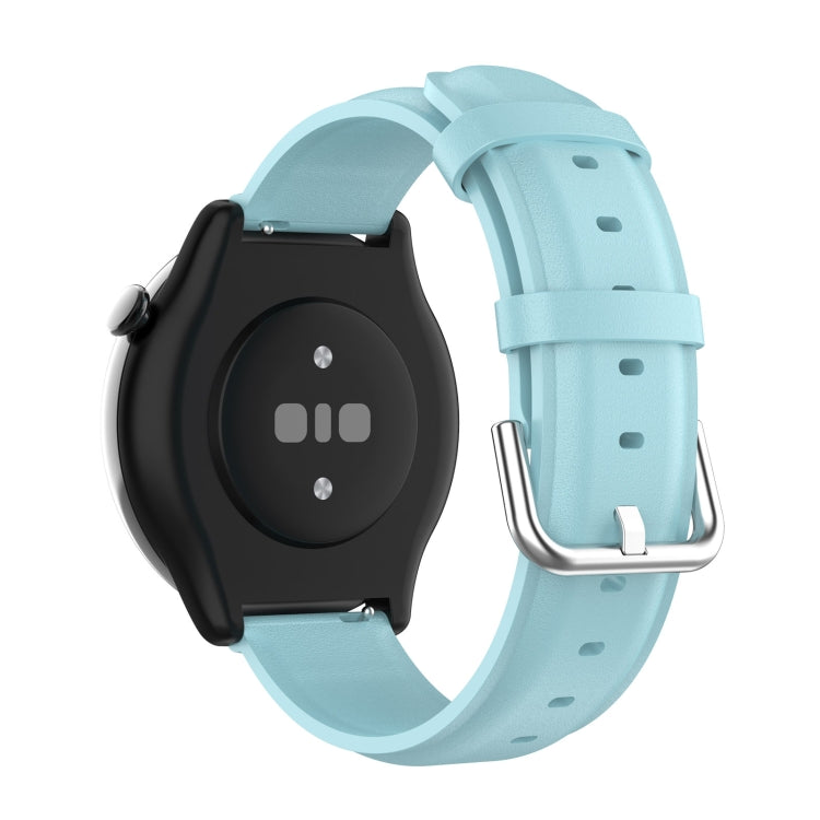 For Amazfit GTR Mini Round Tail Genuine Leather Watch Band(Light Blue)