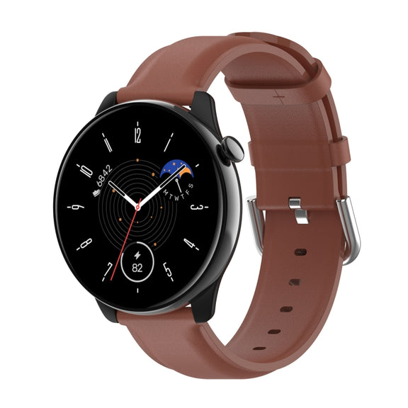 For Amazfit GTR Mini Round Tail Genuine Leather Watch Band(Brown)