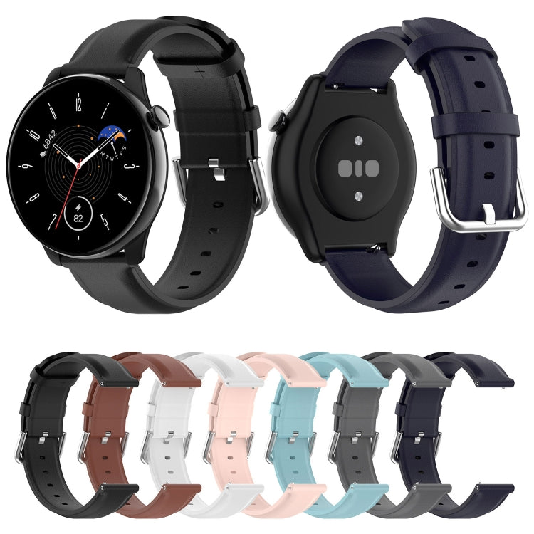 For Amazfit GTR Mini Round Tail Genuine Leather Watch Band(Black)