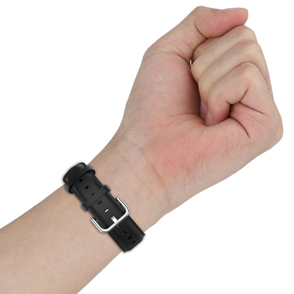 For Amazfit GTR Mini Round Tail Genuine Leather Watch Band(Black)