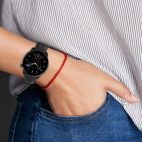 For Amazfit GTR Mini Round Tail Genuine Leather Watch Band(Black)