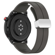 For Amazfit GTR 4 Magnetic Fold Clasp Silver Buckle Silicone Watch Band(Space Grey)
