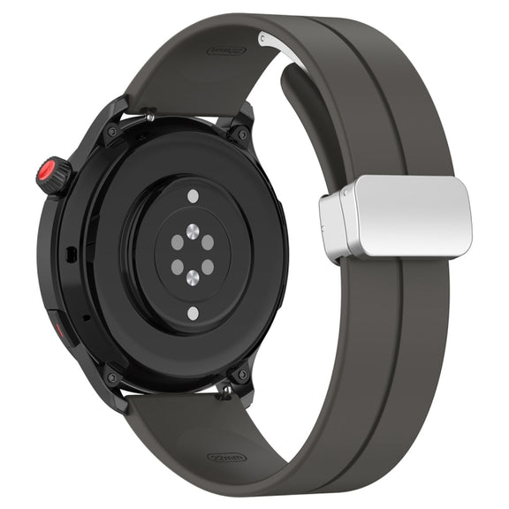 For Amazfit GTR 4 Magnetic Fold Clasp Silver Buckle Silicone Watch Band(Space Grey)