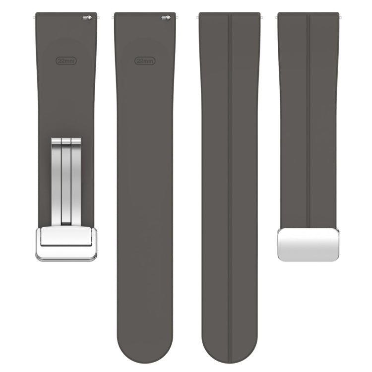 For Amazfit GTR 4 Magnetic Fold Clasp Silver Buckle Silicone Watch Band(Space Grey)