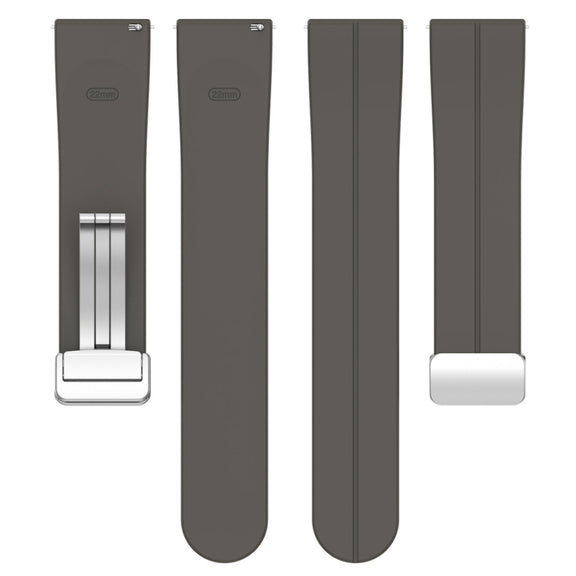 For Amazfit GTR 4 Magnetic Fold Clasp Silver Buckle Silicone Watch Band(Space Grey)