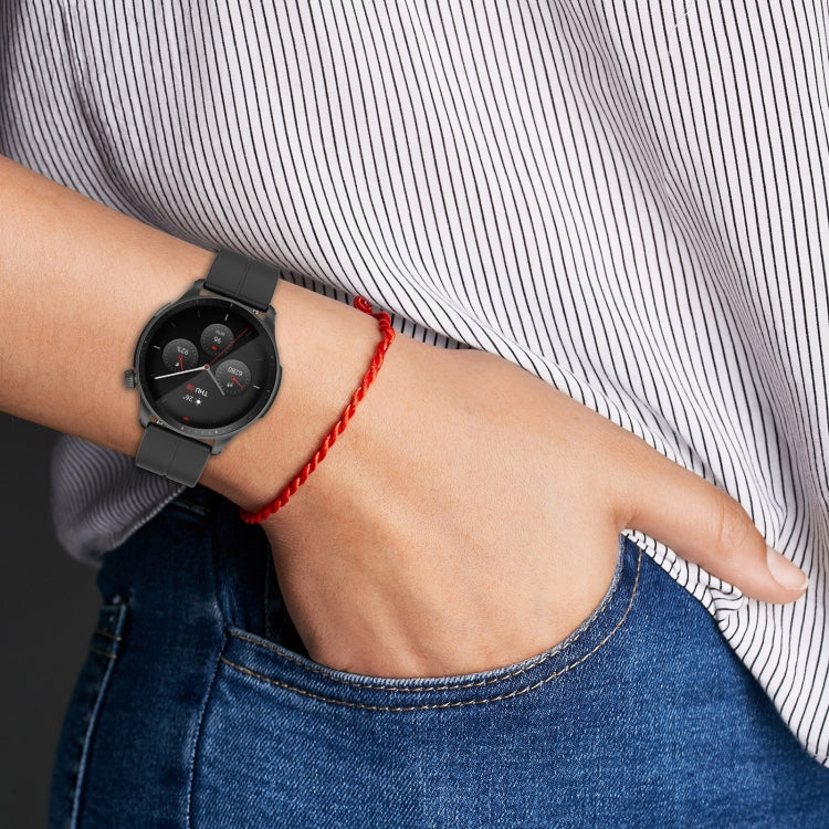 For Amazfit GTR 4 Magnetic Fold Clasp Silver Buckle Silicone Watch Band(Navy Green)