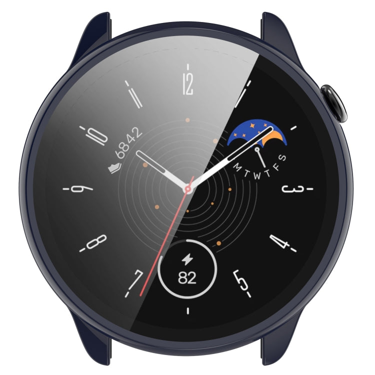 For Amazfit GTR Mini PC + Tempered Film Integrated Watch Protective Case(Ink Blue)