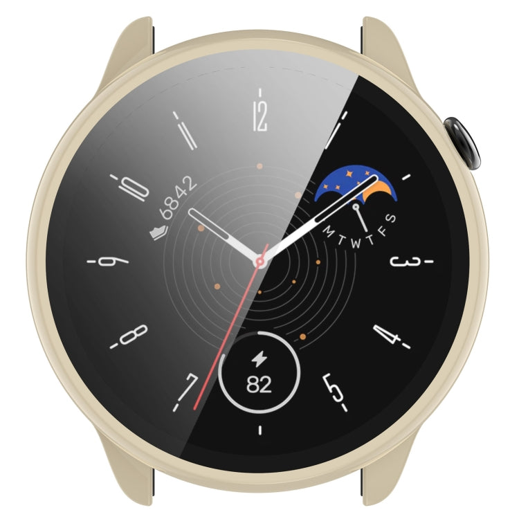 For Amazfit GTR Mini PC + Tempered Film Integrated Watch Protective Case(Ivory White)