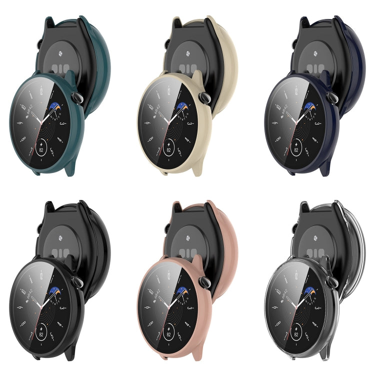 For Amazfit GTR Mini PC + Tempered Film Integrated Watch Protective Case(Ink Blue)