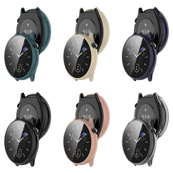 For Amazfit GTR Mini PC + Tempered Film Integrated Watch Protective Case(Ink Blue)