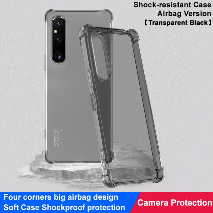 For Sony Xperia 1 V imak Shockproof Airbag TPU Phone Case(Transparent Black)