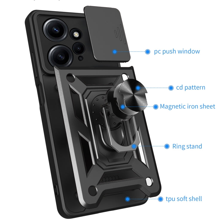 For Xiaomi Redmi Note 12 4G Global Sliding Camera Cover Design Phone Case(Silver)