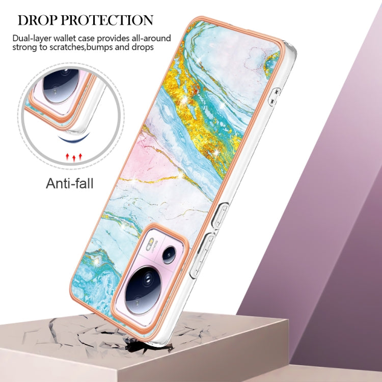 For Xiaomi 13 Lite 5G Electroplating Marble Dual-side IMD Phone Case(Green 004)
