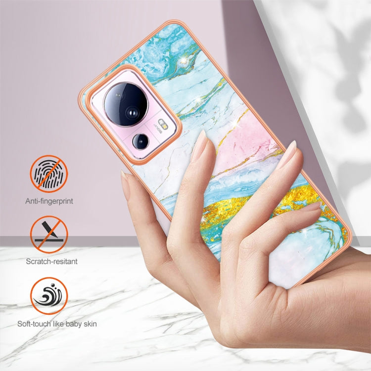 For Xiaomi 13 Lite 5G Electroplating Marble Dual-side IMD Phone Case(Green 004)